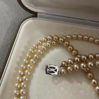 Collana 2 Fili Perle Vere con Chiusura Argento