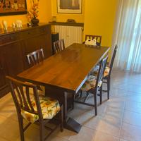 Tavolo e sedie legno massiccio arte povera