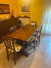 Tavolo e sedie legno massiccio arte povera