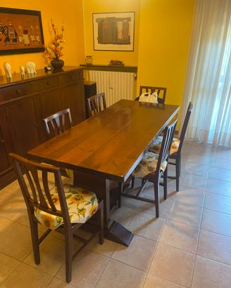 Tavolo e sedie legno massiccio arte povera