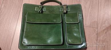 Borsa verde in vera pelle