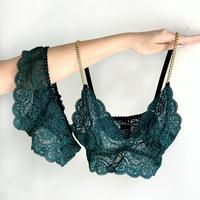 Set lingerie in pizzo con spalline a catena dorata