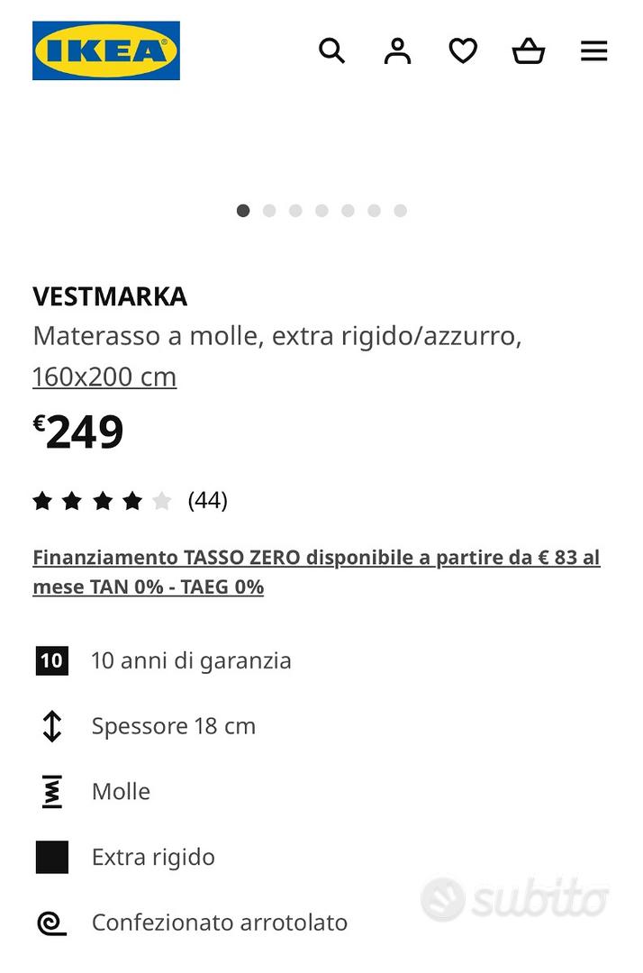 VESTMARKA materasso a molle, extra rigido/azzurro, 90x200 cm - IKEA Italia