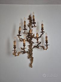 APPLIQUE IN OTTONE 9 LUCI ATTACCO LAMPADINE E14