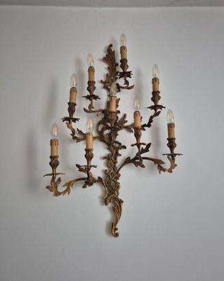 APPLIQUE IN OTTONE 9 LUCI ATTACCO LAMPADINE E14