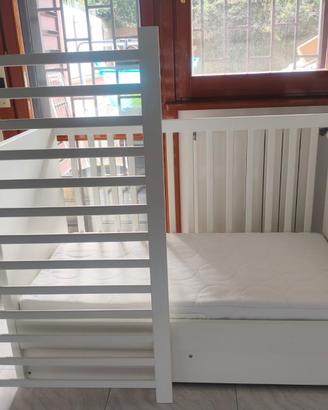 Culla Ikea Stuva Bianca regolabile con Materasso