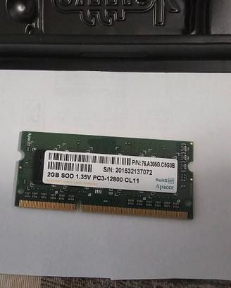 Apacer DDR3 2GB SOD 1.35V PC3-12800 CL11 - LAPTOP