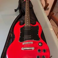 Chitarra eletttrica Epiphone SG con cuatodia, capo