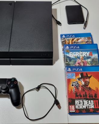 Playstation 4 console + 3 giochi + HD esterno 2 TB
