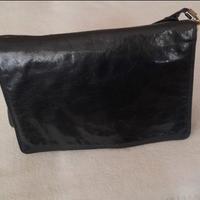 borsa in pelle nera -  vintage - (106e)