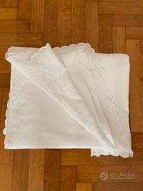 Lenzuolo+Federe Antico Ricamato A Mano Nuovo