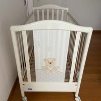 Lettino Pali, materasso, coprimaterasso e cuscino