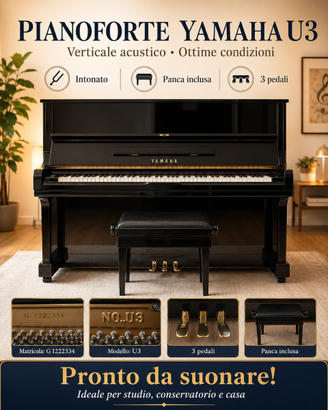 Pianoforte Yamaha U3 verticale – Sgabello incluso