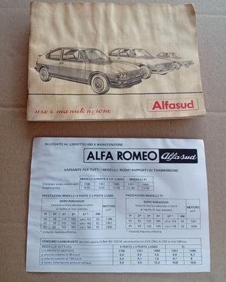 Alfa Romeo ALFASUD Uso Manutenzione 1982