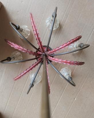 Lampadario vintage in vetro e metallo funzionante
