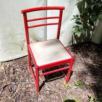 6 sedie rosse in legno con cuscino 