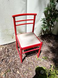 6 sedie rosse in legno con cuscino 