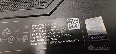 Lenovo Legion Y540-17IRH 17" NON funzionante 