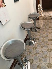 3 Sgabelli sedie argento