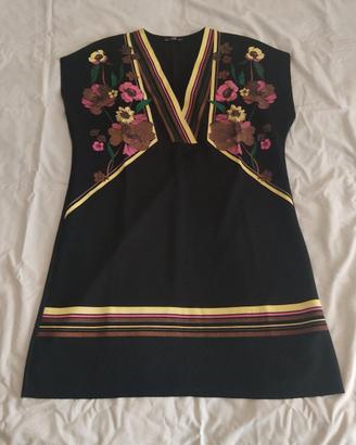 Vestito nero con fantasia multicolor ZARA Taglia L