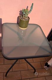 Tavolo da giardino quadrato con top in vetro