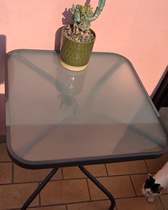 Tavolo da giardino quadrato con top in vetro