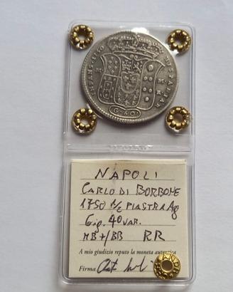 Napoli Carlo di b. 1/2 piastra 1750 R2