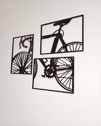 set 3 pannelli decorativi sagoma bicicletta 