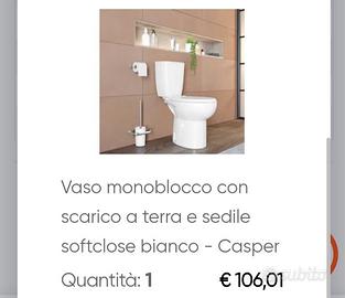 WC vaso monoblocco kit scarico e sedile coprivaso
