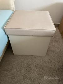 Pouf bianco in pelle