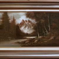 quadro Emilio Tozzi "sottobosco con ruscello" olio