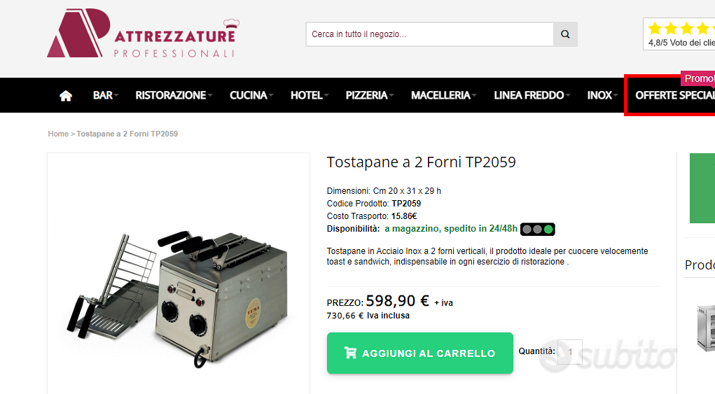 Tostapane professionale per Bar a 2 Forni TP2059 - Elettrodomestici In  vendita a Roma