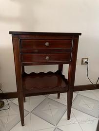 Coppia comodini vintage legno noce due cassetti