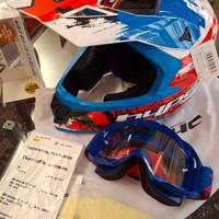 Casco cross- enduro in fibra  +maschera 
