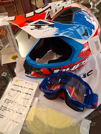 Casco cross- enduro in fibra  +maschera 
