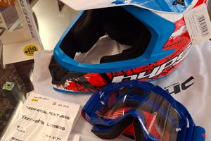 Casco cross- enduro in fibra  +maschera 