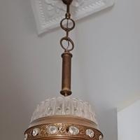 Lampadario Chandelier anni 60in vetro e ottone