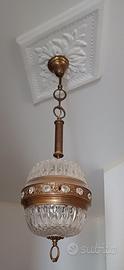 Lampadario Chandelier anni 60in vetro e ottone