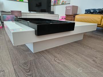 Tavolo da salotto in vetro temperato bianco e nero
