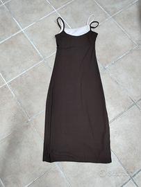 Vestito Donna Midi Marrone a Costine -Italy