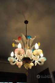 lampadario 6 bracci CA` REZZONIGO vetro murano