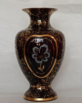 Vaso vetro Murano con decorazioni in oro zecchino