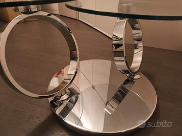 tavolino da salotto in vetro e acciaio 