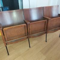 sedie teatro/ cinema in legno vintage 