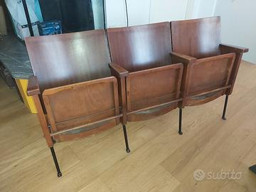 sedie teatro/ cinema in legno vintage 