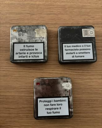 Scatoline porta sigari Marlboro in metallo vintage