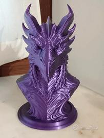 Statuetta Testa di drago viola