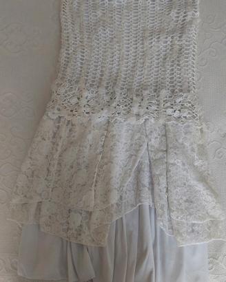 Vestito bianco  elegante  in pizzo Taglia unica