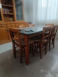 tavolo da pranzo in marmo e legno
