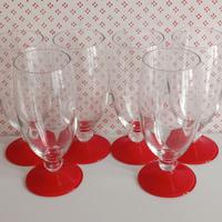 Bicchieri tipo flute con base rossa set da 6 pezzi